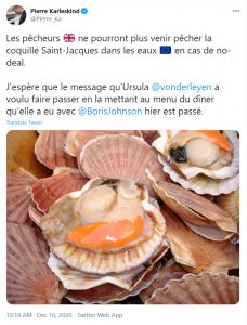 Was last night's menu designed to remind the British PM that a no-deal Brexit could mean no more French Scallops?