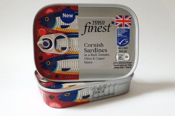 Tesco launches a sardine product marking the first time the Cornish sardine is being canned in the UK for sale within the domestic market